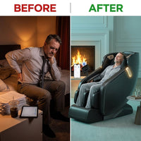 4D Massage Chair Full Body, Zero Gravity Massage Chair with Heat and Foot Massage with Airbags, Kneading, Bluetooth, LCD Touch Control - Black — Before & After