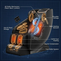 4D Massage Chair Full Body, Zero Gravity Massage Chair with Heat and Foot Massage with Airbags, Kneading, Bluetooth, LCD Touch Control - Black — How It Works