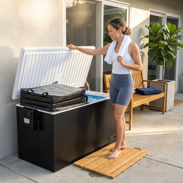 Cold Plunge Tub Designed for Home Recovery, Built-In Ice Maker, Cools to 33F, Ozone Disinfection, UV Resistant