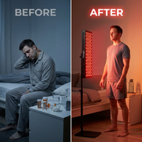 Red Light Therapy Panel Device – Full Body Panel, 630Nm 660Nm 810Nm 850Nm Red & near Infrared Light Therapy, 300 Quad Chip Leds, Brightness Control, Pulse Mode – ULTRA1500 — Before & After